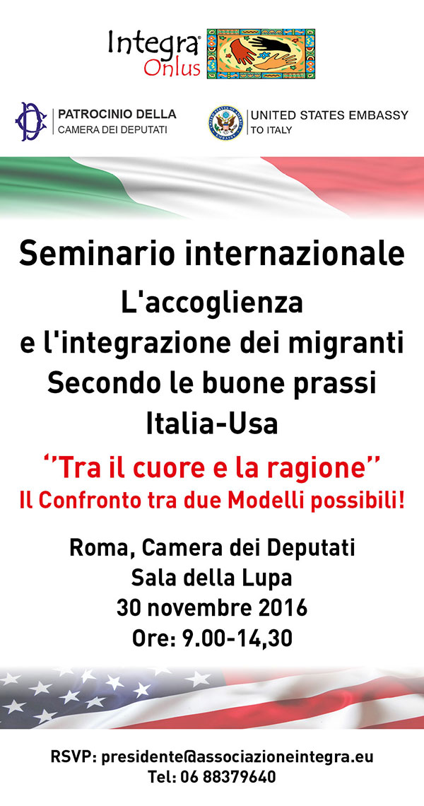Seminario internazionale - L'accoglienza e l'integrazione dei migranti secondo le buone prassi Italia-Usa