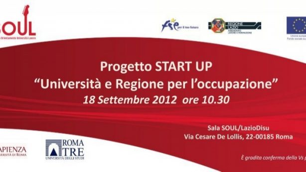 Progetto START UP: Università e Regione per l’occupazione