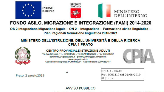 Avviso pubblico per il reclutamento di corsisti per i corsi di italiano L2 livello A2